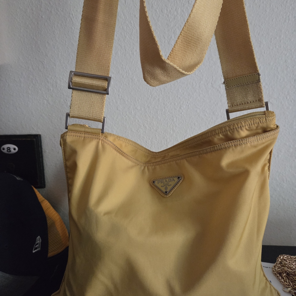 Prada Mustard Nylon Shoulder Bag